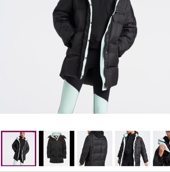 EUC ALL ACCESS Anthem Black Puffer Jacket with Mint Collar - Picture 1 of 6